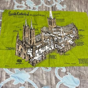 Vintage Lincoln Cathedral Irish Souvenir Wall Tapestry/ Tea Towel